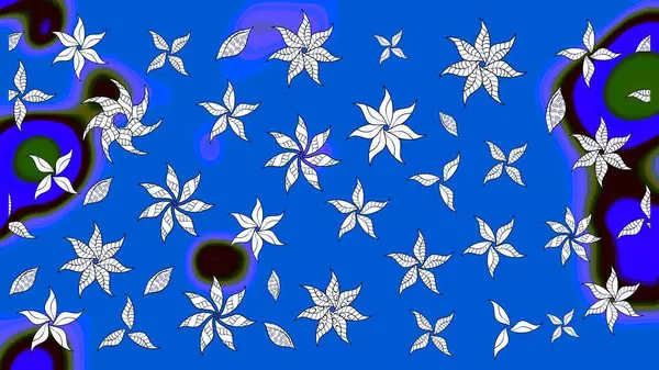 Çiçekli karalama şeklinde Raster çiçek deseni. Yumuşak, bahar çiçekli arka plan. Mavi renkte çiçekler.