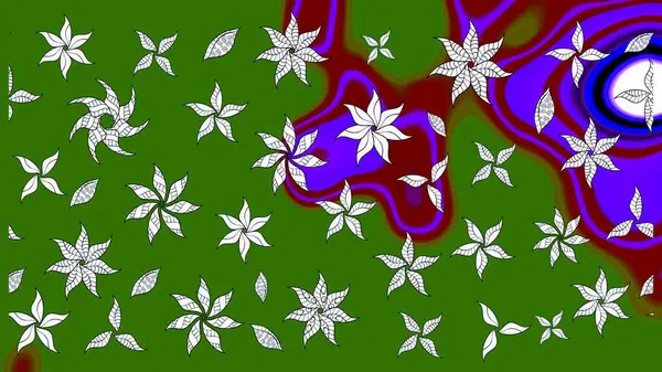 Çiçek desenli raster, yeşil çizgi grafik desenli soyut raster arkaplan. Modern stil dokusu.