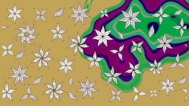 Zentangle soyut çiçekleri. Karalama çiçeği. Raster illüstrasyonu. Güzel kumaş deseni. Renkli Bahar Teması eskiz kalıbı. Düz Çiçek Elementleri Tasarımı.