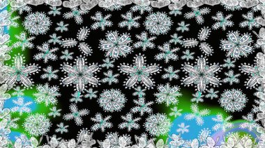 Nazik, yaz çiçekleri siyah renklerde. Küçük çiçekteki sevimli çiçek deseni. Raster deseni. Raster illüstrasyonu.