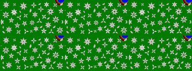 Renkli Bahar Teması eskiz kalıbı. Düz Çiçek Elementleri Tasarımı. Raster illüstrasyonundaki çiçek desenli çizim. Yeşil renkte çiçekler.