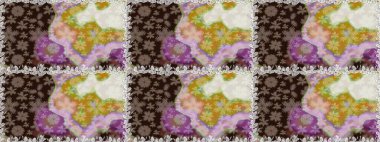 Kahverengi renklerde bahar çiçekleri. Raster deseni. Raster illüstrasyonu. Patlayan çiçekler soyut yerleştirilmiş.