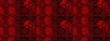 Çiçekli güzel suluboya desen. Raster illüstrasyonu. Kırmızı, siyah ve kahverengi renklerde.