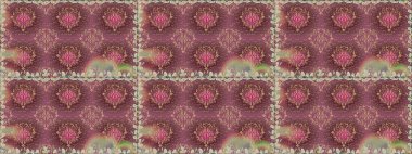 Çiçeksel fantezi tasarımı, parlak bir arka planda, kusursuz bir desen. Renkli Bahar Temalı Kusursuz Arkaplan. Düz Çiçek Elementleri Tasarımı.