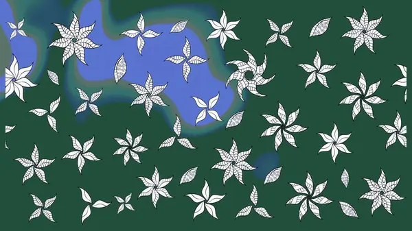 Üzerinde gelincikler ve vadi zambakları olan renkli çiçek desenli nakış deseni. Tekstil tasarımı için yeşil renkli geleneksel halk çiçekleri buketi.