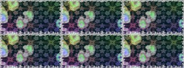 Çiçek duvar kağıdı. Renkli süs kenarı. Kusursuz desen. Raster illüstrasyonu. Hint süsü. Mavi renklerde.