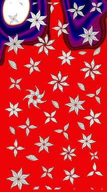 Raster illüstrasyonu. Kırmızı renklerde. 3D çiçekler, çizim.