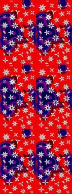 Kırmızı renklere karalamalar çizilmiş çiçek deseni. Raster illüstrasyonu.