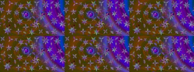 Raster illüstrasyonundaki çiçek desenli çizim. Suluboya tarzında kahverengi renkte çiçekler.