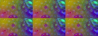 Raster deseni. Yeşil renklerde. Raster illüstrasyonu. Küçük çiçekteki sevimli çiçek deseni. Soyut çiçek çizim kalıbı arkaplanı.