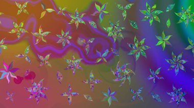 Renkli Bahar Teması eskiz kalıbı. Düz Çiçek Elementleri Tasarımı. Kahverengi renkli çiçekler. Güzel çiçek deseni..