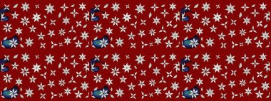 Çiçek süslemeli çizim deseni. Kırmızı renkte çiçekler. Raster illüstrasyonu.