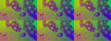 Yeşil renkte güzel çiçekler, suluboya desenli, duvar kağıdı, kart ya da kumaş için fayanslı eskizler. Raster..