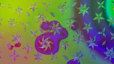 Raster illüstrasyonu. Tekstil veya kitap kapakları, imalat, duvar kağıtları, baskı, hediye paketi ve yapıştırma kitabı için çiçek eskizi geçmişi. Küçük ölçekli çiçeklerdeki basit sevimli desen.