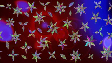 Düz Çiçek Elementleri Tasarımı. Renkli Bahar Teması eskiz kalıbı. Raster..