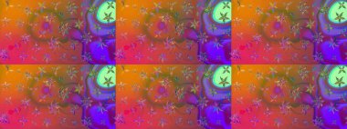 Çiçek desenli raster, turuncu çizgi grafik desenli soyut raster arkaplan. Modern stil dokusu.