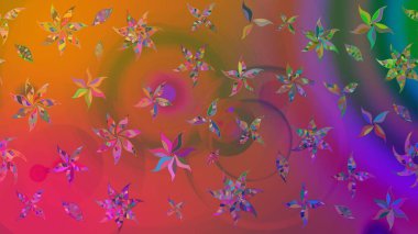 Küçük renkli çiçekler. Moda baskıları için zarif bir şablon. Küçük çiçekte güzel bir desen. Pembe çiçekli bahar çiçekleri. Motley illüstrasyonu.