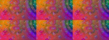 Raster illüstrasyonu. Suluboya çiçekli çiçek deseni. Mor renkli Asya tekstili.