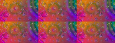 Dallı bahar çiçekleriyle desen, kahverengi renklerle çiçek siluetiyle desen. Raster deseni.