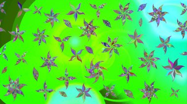 Raster illüstrasyonu. Küçük çiçekli basit bir çiçek çizimi. Moda baskısı, albüm, ambalaj kağıdı ve duvar kağıdı için zarif dekoratif süslemeler. Yeşil renkte şirin çiçekler..