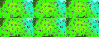 Yeşil renkli çiçekler. Raster illüstrasyonunda çiçek deseni çizimi.