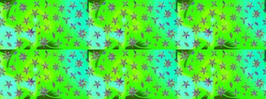 Suluboya çiçekli çiçek deseni. Yeşil renkte güzel bir tekstil. Raster illüstrasyonu.