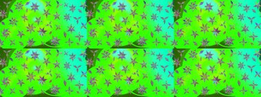Raster illüstrasyonu. Yeşil renkli çiçekler. Çiçek süslemeli çizim deseni.