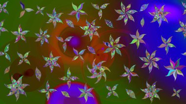 Yeşil renklerde. Taslak dekoratif arka plan, çiçek mandala. Raster illüstrasyonu. Çiçek..