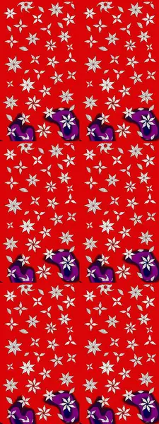 Raster illüstrasyonu. Küçük çiçekli yay deseni çiz. Suluboya stilinde kırmızı renkler üzerine.