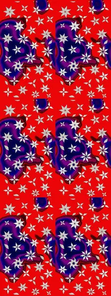 Kırmızı renklere karalamalar çizilmiş çiçek deseni. Raster illüstrasyonu.