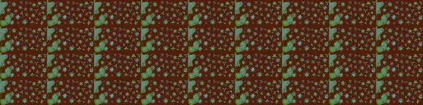 Raster illüstrasyonu. Kahverengi renkte yaz çiçekleri. Raster çiçek desenli ve çiçekli..