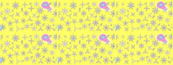 Tomurcukları çiçek olan sevimli bir çiçek deseni. Eskiz geçmişi. Raster illüstrasyonu. Kumaş, tekstil, duvar kağıdı baskısı için. Eski usul. Raster..