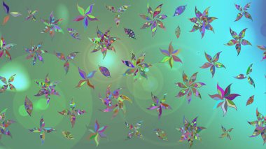 Çiçekli karalama şeklinde Raster çiçek deseni. Yeşil renkli çiçekler. Yumuşak, yaz çiçekli arka plan.