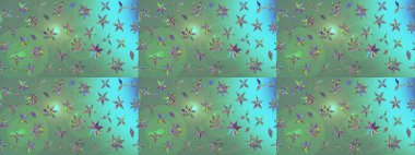 Küçük renkli çiçekler. Çiçekli yaz çiçekleri. Küçük çiçekte güzel bir desen. Robot resim. Moda baskıları için zarif bir şablon. Motley illüstrasyonu.