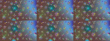 Sketch Colour Spring Theme eskiz kalıbı. Kahverengi renkli çiçekler. Sevimli çiçek raster deseni. Düz Çiçek Elementleri Tasarımı.