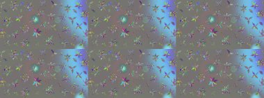 Gri renklerde. Güzel kumaş deseni. Raster illüstrasyonu. Raster illüstrasyonunda çiçek deseni çizimi.