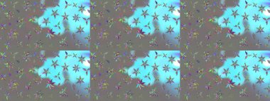 Düz Çiçek Elementleri Tasarımı. Gri renkli şirin çiçek deseni. Raster Modaya uygun kumaş deseni. Renkli Bahar Teması çizim şablonu.