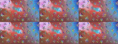 Renkli çizim kalıbı. Pembe renkli şirin tekstil. Çiçek arkaplan. Çiçek duvar kâğıdı. Raster illüstrasyonu.