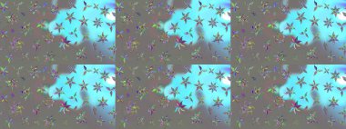 Düz Çiçek Elementleri Tasarımı. Gri renkli şirin çiçek deseni. Raster Modaya uygun kumaş deseni. Renkli Bahar Teması çizim şablonu.