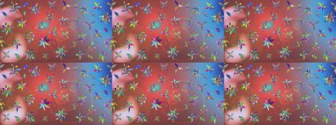 Sevimli çiçek raster deseni. Renkli Yaz Temalı eskiz kalıbı. Düz Çiçek Elementleri Tasarımı. Modaya uygun kumaş deseni.