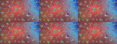 Tomurcukları papatya çiçekleri olan sevimli bir çiçek deseni. Raster illüstrasyonu. Eski usul. Kumaş, tekstil, duvar kağıdı baskısı için. Eskiz geçmişi. Miles Fleur, dandik süs.