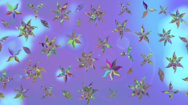 Mor kıvırcık çiçekler mor renkte şekillenir. Raster illüstrasyonu. Klasik çiçek tasarım elementleri.