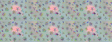 Güzel kumaş deseni. Güzel karalamalı çiçek desenli çizim. Küçük çiçekteki sevimli çiçek deseni. Raster illüstrasyonu.