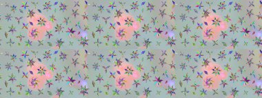 Halk tarzı. Modern çiçek arkaplanı. Parlak renkli çiçekleri ve gri renkli yaprakları olan harika bir çiçek deseni. Moda baskıları için zarif bir şablon.