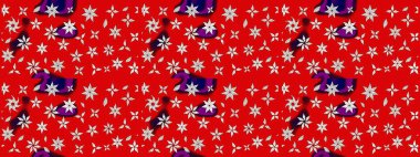 Raster illüstrasyonundaki çiçek desenli çizim. Kırmızı renkte çiçekler.