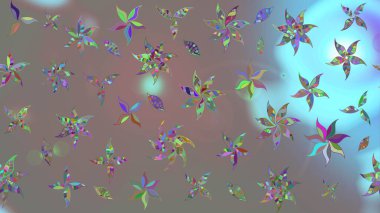 Gri renkli çiçekler. Düz Çiçek Elementleri Tasarımı. Renkli Bahar Teması eskiz kalıbı. Sevimli çiçek raster deseni.