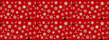 Raster illüstrasyonundaki çiçek desenli çizim. Kırmızı renkte çiçekler.