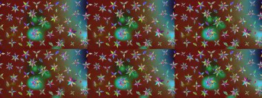 Raster illüstrasyonu. Kahverengi renklerde bahar çiçekleri. Yaprak ve çiçeklerin suluboya resmi, kahverengi renklerdeki çizim deseni.