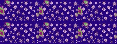 Mavi renklere karalamalar çizilmiş çiçek deseni. Raster illüstrasyonu.