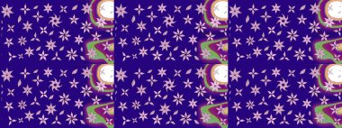 Raster illüstrasyonu. Şirin çiçekli eskiz deseni ve mavi renkli yapraklar, suluboya çiçek deseni, duvar kağıdı, kart veya kumaş için fayanslı.